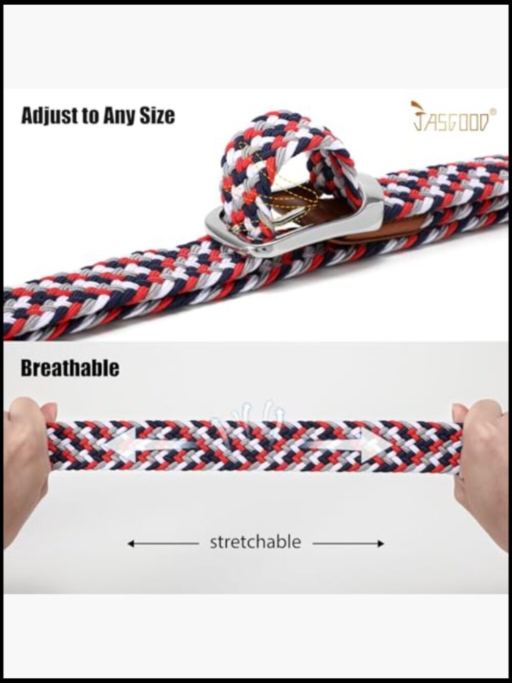Elastic Braided Stretch Belt No Hole Adjustable Casual Golf Belt for Jeans - Picture 2 of 7